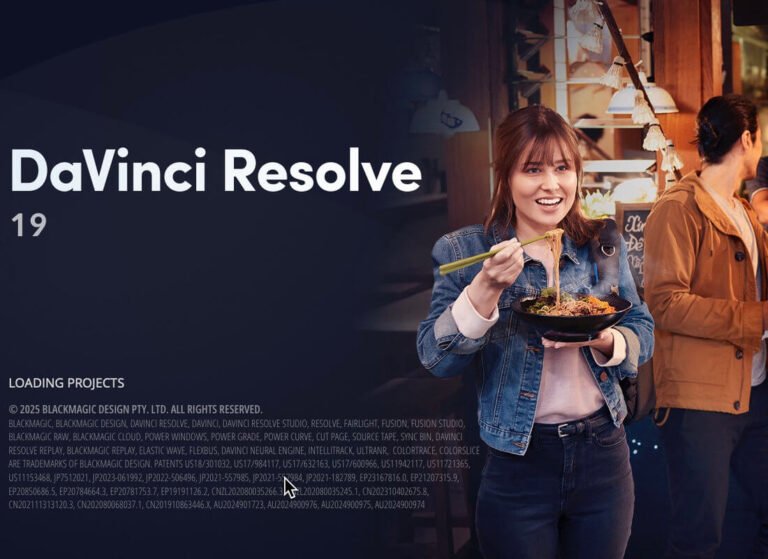 The DaVinci Resolve splash screen