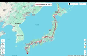 Quick draft of a route through Japan